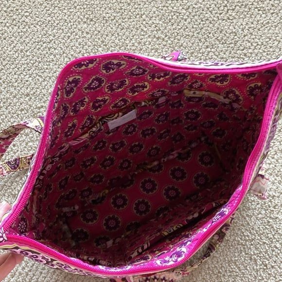 Vera Bradley Small Vera Tote Bag Magenta Retired Print Pattern Carryall Handbag - Picture 10 of 12